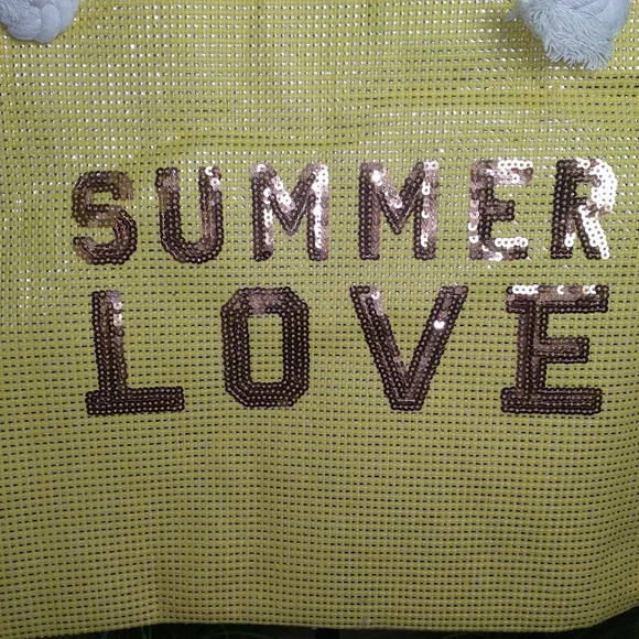 Yellow & Rose Gold Summer Love Large Tote Bag  NWT - Picture 3 of 9